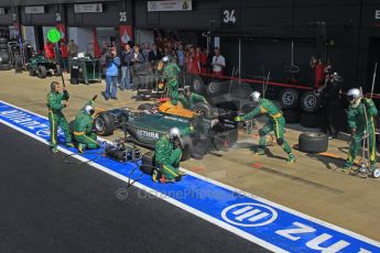 World © Octane Photographic Ltd. 2011. British GP, Silverstone, Saturday 9th July 2011. GP2 Race 1. Jules Bianchi - Lotus ART Pit Stop Action. Digital Ref: 0109LW1D2544