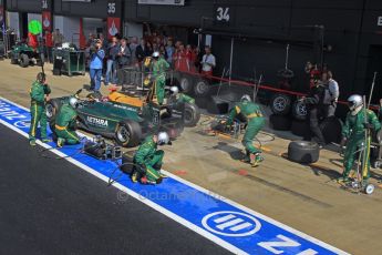 World © Octane Photographic Ltd. 2011. British GP, Silverstone, Saturday 9th July 2011. GP2 Race 1. Jules Bianchi - Lotus ART Pit Stop Action. Digital Ref: 0109LW1D2546