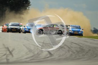 © Octane Photographic Ltd. 2011. British Touring Car Championship – Snetterton 300, Matt Neal spins his Honda Civic in front of the charging pack at Riches corner. Sunday 7th August 2011. Digital Ref : 0124CB1D4143
