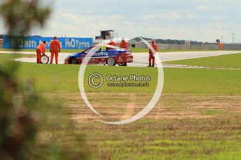 © Octane Photographic Ltd. 2011. British Touring Car Championship – Snetterton 300, Lea Wood - Honda Integra - Central Group racing, looses his front left wheel on race 1's green flag lap. Sunday 7th August 2011. Digital Ref : 0124CB7D9947