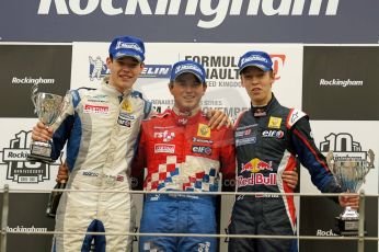 World © Octane Photographic Ltd/ Carl Jones. Daniil Kvyat and Dan Wells Formula Renault 2.0 - Rockingham 12th November 2011. Race 1 Podium. Digital ref : 0876cjsony05715.jpg