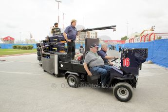 © Octane Photographic Ltd. 2011. European Formula1 GP, Friday 24th June 2011. GP2 Practice. Fairuz Fauzy hitches a lift on the Super Nova Racing mobile garage. Digital Ref: 0082CB1D6175