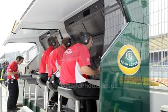 © Octane Photographic Ltd. 2011. European Formula1 GP, Friday 24th June 2011. GP2 Practice. Caterham Team AirAsia on the Team Lotus pitwall. Digital Ref: 0082CB1D6285