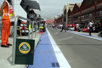 © Octane Photographic Ltd. 2011. European Formula1 GP, Friday 24th June 2011. GP2 Practice. GP2 teams ready to start their 1st practice session on the Valencia street circuit. Digital Ref: 0082CB1D6411