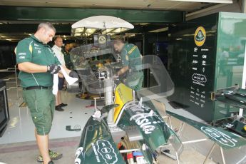 © Octane Photographic Ltd. 2011. European Formula1 GP, Friday 24th June 2011. Formula 1 paddock. Team Lotus Pit Digital Ref:  0086CB1D6194