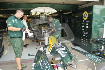 © Octane Photographic Ltd. 2011. European Formula1 GP, Friday 24th June 2011. Formula 1 paddock. Team Lotus Pit Digital Ref: 0086CB1D6194