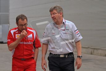 © Octane Photographic Ltd. 2011. European Formula1 GP, Friday 24th June 2011. Formula 1 paddock. Stefano Domenicali - Scuderia Ferrari Marboro & Ross Brawn - Mercedes GP Petronas F1 Team Digital Ref: 0086LW7D6196