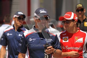 © Octane Photographic Ltd. 2011. European Formula1 GP, Sunday 26th June 2011. F1 Paddock Sunday. Rubens Barrichello - AT&T Williams chatting with Felipe Massa - Scuderia Ferrari Marlboro Digital Ref: 0089LW7D6427