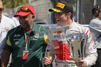 © Octane Photographic Ltd. 2011. European Formula1 GP, Sunday 26th June 2011. GP2 Sunday race. Luiz Razia and Tony Fernandes - Caterham Team AirAsiaDigital Ref: 0090CB1D9663
