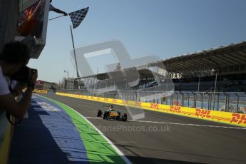 © Octane Photographic Ltd. 2011. European Formula1 GP, Sunday 26th June 2011. GP3 Sunday race. James Calado - Lotus ART takes the chequered flag for the win. Digital Ref:  0091CB1D8835