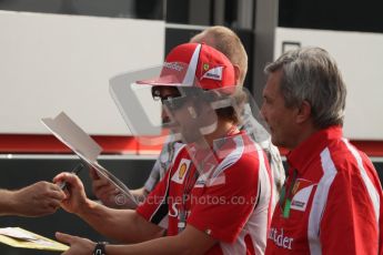 © Octane Photographic Ltd. 2011. Formula 1 World Championship – Italy – Monza – 11th September 2011. Race Day in the Paddock. Fernando Alonso in the paddock before the race. Digital Ref : 0193LW7D6671