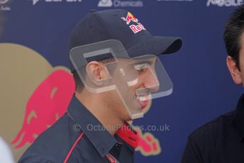 © Octane Photographic Ltd. 2011. Formula 1 World Championship – Italy – Monza – 11th September 2011. Race Day in the Paddock. Sebastien Buemi in the paddock before the race doing an interview. Digital Ref : 0193LW7D6681