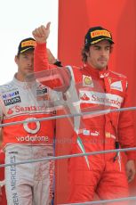 © Octane Photographic Ltd. 2011. Formula 1 World Championship – Italy – Monza – 11th September 2011 – Podium –Jenson Button (McLaren) and Fernando Alonso (Ferrari) walking into the podium. Digital Ref :  0178CB1D4129