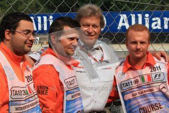 © Octane Photographic Ltd. 2011. Formula 1 World Championship – Italy – Monza – 10th September 2011, Norbert Haug of Mercedes GP visiting the Marshals at the 2nd Chicane during Practice 3 – Free practice 3 – Digital Ref : 0175CB7D6679