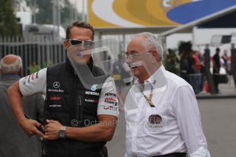 © Octane Photographic Ltd. 2011. Formula 1 World Championship – Italy – Monza – 10th September 2011 -  Michael Shumacher, Mercedes GP and FIA steward Paul Gutjahr – Free practice 3 – Digital Ref :  175CB1D5926