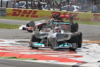 © Octane Photographic Ltd. 2011. Formula 1 World Championship – Italy – Monza – 11th September 2011 Michael Shumacher negotiating the chicane infield in his Mercedes– Race – Digital Ref : 0177CB7D8019