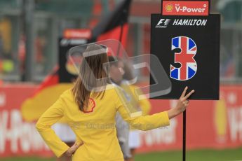 © Octane Photographic Ltd. 2011. Formula One Belgian GP – Spa – Sunday 28th August 2011 – Drivers’ parade and starting grid. Lewis Hamilton's grid board. Digital Reference : 0167cb1d0374