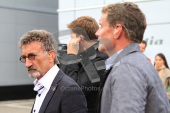 © Octane Photographic Ltd. 2011. Formula One Belgian GP – Spa – Sunday 28th August 2011 – Drivers’ parade and starting grid. The BBC commentary team, Eddie Jordan, Jake Humphries and David Coulthard. Digital Reference : 0167cb7d1033