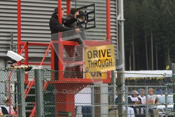 © Octane Photographic Ltd. 2011. Formula One Belgian GP – Spa – Sunday 28th August 2011 – The Drive through board is shown to Bruno Senna. Digital Reference : 0167lw7d7871