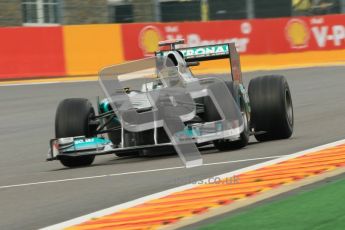 © Octane Photographic Ltd. 2011. Formula One Belgian GP – Spa – Friday 26th August 2011 – Free Practice 1, Michael Schumacher - Mercedes MGP W02. Digital Reference : 0163CB1D7249