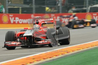 © Octane Photographic Ltd. 2011. Formula One Belgian GP – Spa – Friday 26th August 2011 – Free Practice 1, Timo Glock - Marussia Virgin Racing MVR02. Digital Reference : 0163CB1D7335