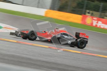 © Octane Photographic Ltd. 2011. Formula One Belgian GP – Spa – Friday 26th August 2011 – Free Practice 1, Jerome d'Ambrosio - Marussia Virgin Racing VMR02. Digital Reference : 0163CB7D0409