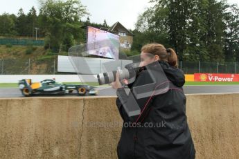 © Octane Photographic Ltd. 2011. Formula One Belgian GP – Spa – Saturday 27th August 2011 – Free Practice 3. Leanne Wilson of Octane Photos at work. Digital Reference : 0165CB1D0232