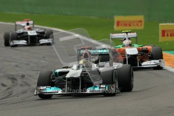 © Octane Photographic Ltd. 2011. Formula One Belgian GP – Spa – Sunday 28th August 2011 – Race. Michael Schumacher, Mercedes GP MGP W02. Digital Reference : 0168cb1d0445