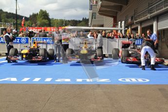 © Octane Photographic Ltd. 2011. Formula One Belgian GP – Spa – Sunday 28th August 2011 – Race. The Top 3 cars, Red Bull and McLaren Digital Reference : 0168cb7d1014