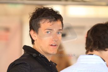 © Octane Photographic 2011. FIA F2 - 16th April 2011 - Qualifying. Jolyan Palmer visiting the F2 garages. Silverstone, UK. Digital Ref. 0050CB7D0116