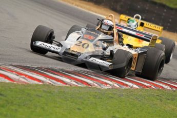 World © Octane Photographic. FIA Historic Formula 1 Championship – Round 5 – Brands Hatch, Sunday 3rd July 2011, F1. Peter Wuensch. Ex-Emerson Fittipaldi Wolf WR1-2 leads Richard Barber's ex-Emerson Fittipaldi F5A2. Digital Ref : 0105CB7D8343