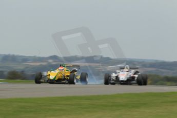 © Octane Photographic 2011 – Formula 3. Race 1. 24th September 2011, Felipe Nasr, Carlin - Dallara F308 Volkswagen hard on the brakes passing Menaseh Idafar. Digital Ref : 0184lw1d5848