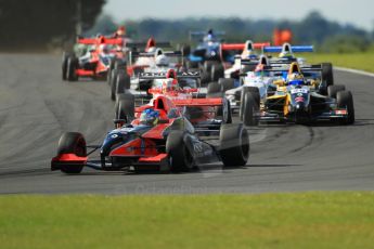 © Octane Photographic Ltd. 2011. Formula Renault 2.0 UK – Snetterton 300, Jordan King - Manor Competition heading the field into Montreal hairpin. Sunday 7th August 2011. Digital Ref : 0123CB1D3601