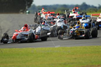 © Octane Photographic Ltd. 2011. Formula Renault 2.0 UK – Snetterton 300, Alex Lynn - Fortec motorsports, under pressure from the chasing pack. Sunday 7th August 2011. Digital Ref : 0123CB1D3605