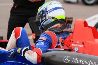 © Octane Photographic Ltd. The British F3 International & British GT Championship at Rockingham. Will Buller getting out of car after session. Digital Ref : 0188LW7D3166