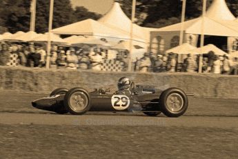 © Octane Photographic 2011. Goodwood Festival of Speed, Friday 1st July 2011. Lotus-Climax 25 - Andy Middlehurst, Historic F1. Digital Ref : CB7D7392sepia