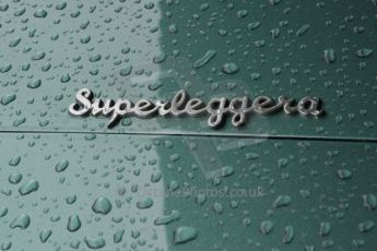 © Octane Photographic 2011 – Goodwood Revival 17th September 2011. Aston Martin Superleggera badge. Digital Ref : 0179LW7D7332