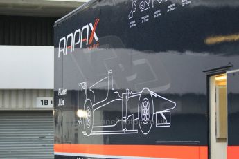 © Octane Photographic 2011. GP2 Official pre-season testing, Silverstone, Tuesday 5th April 2011. Rapax logo on transporter. Digital Ref : 0039CB1D6112