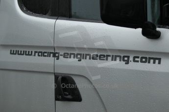 © Octane Photographic 2011. GP2 Official pre-season testing, Silverstone, Tuesday 5th April 2011. Racing Engineering logo on transporter. Digital Ref : 0039CB1D6119