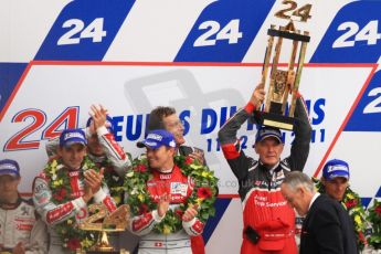 © Octane Photographic 2011. Le Mans finish line and podium - Sunday 11th June 2011. La Sarthe, France. Digital Ref : 0263cb7d1291