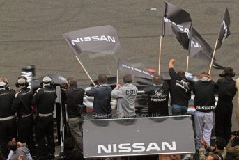 © Octane Photographic 2011. Le Mans finish line and podium - Sunday 11th June 2011. La Sarthe, France. Digital Ref : 0263lw7d7738