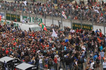 © Octane Photographic 2011. Le Mans finish line and podium - Sunday 11th June 2011. La Sarthe, France. Digital Ref : 0263lw7d8117