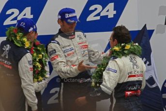 © Octane Photographic 2011. Le Mans finish line and podium - Sunday 11th June 2011. La Sarthe, France. Digital Ref : 0263lw7d8144