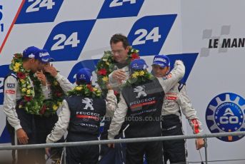© Octane Photographic 2011. Le Mans finish line and podium - Sunday 11th June 2011. La Sarthe, France. Digital Ref : 0263lw7d8178