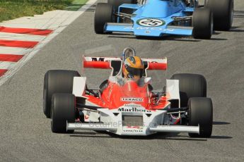 © Octane Photographic Ltd. 2011 Masters Racing Espiritu de Montjuic, April 10th 2011. Ex-James Hunt McLaren M26, d'Anbsembourg. Grand Prix masters, Historic Formula 1 racing. Digital Ref : 0042CB1D1237