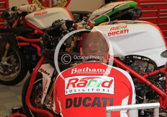 © Octane Photographic 2011. NW200, 17th May 2011. Ducatis in the pits. Digital ref : LW7D9029