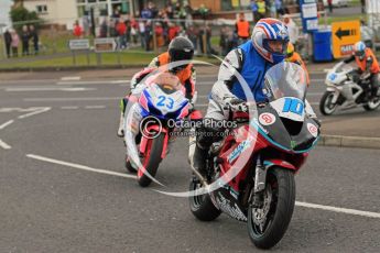 © Octane Photographic 2011. NW200, 17th May 2011 Newcomers practice. Conor Cummins, Kawasaki - McAdoo Kawasaki Racing; Ornella Ongaro, Suzuki - Yohann Motor Sport. Digital ref : LW7D9087