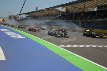 © Octane Photographic Ltd. 2011. European Formula1 GP, Saturday 25th June 2011. GP2 Race 1. Lights off - wheels spinning - race start. Digital Ref: 0085CB1D7890