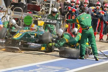 © Octane Photographic Ltd. 2011. European Formula1 GP, Saturday 25th June 2011. GP2 Race 1. Esteban Gutierez in the Lotus ART pit for a tyre change. Digital Ref: 0085CB1D7981