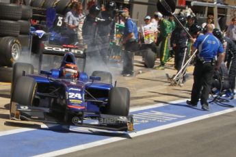 © Octane Photographic Ltd. 2011. European Formula1 GP, Saturday 25th June 2011. GP2 Race 1. Max Chilton exiting the Carlin pit after a tyre change. Digital Ref: 0085CB1D8026
